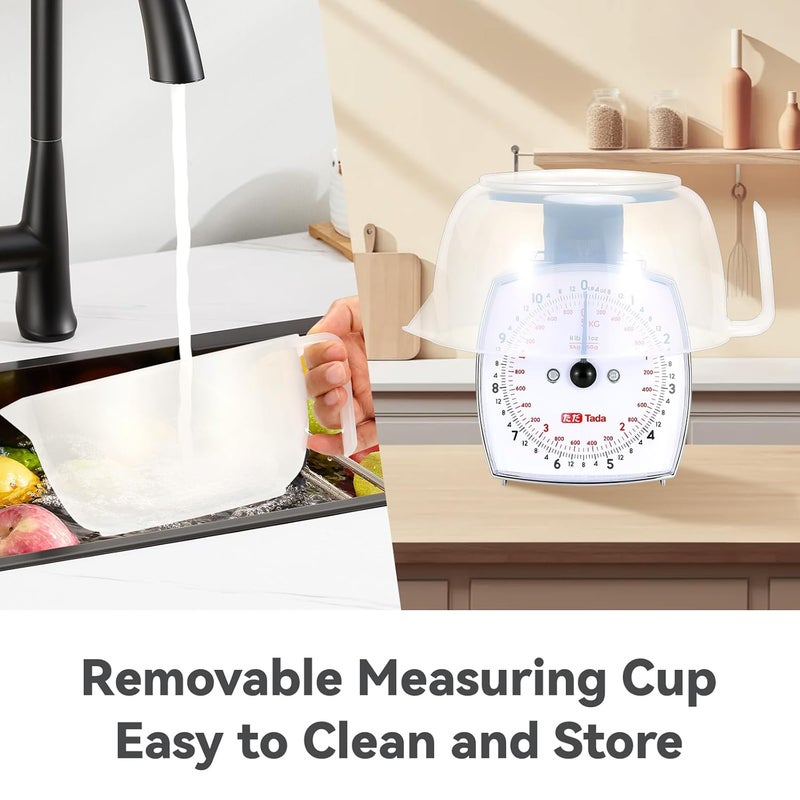 ta da 11lb Analog Food Scale Mechanical Dial Kitchen Scale, Removable Measuring Cup, Tare Function, Kitchen Friendly - Image 4